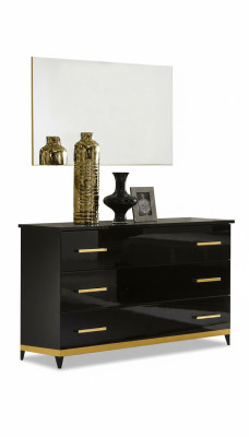 Haute commode brillante Commodes Armoire en bois Miroir Buffet Console Consoles 2 pièces