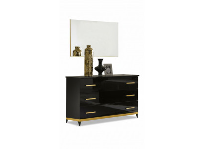 Haute commode brillante Commodes Armoire en bois Miroir Buffet Console Consoles 2 pièces
