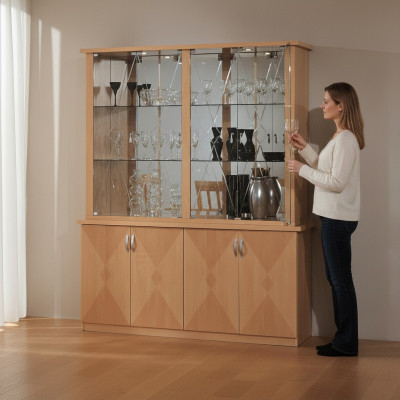 Vitrine classique Armoire Vaisselier Mobilier italien Armoires Vitrines Hêtre nouveau