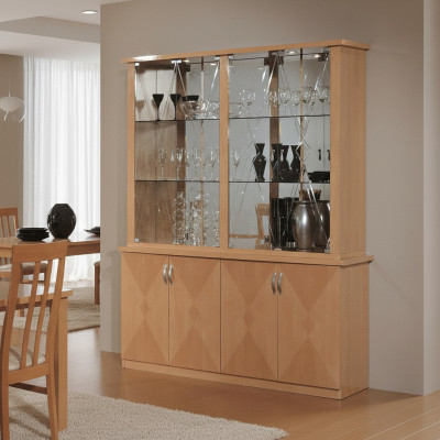 Vitrine classique Armoire Vaisselier Mobilier italien Armoires Vitrines Hêtre nouveau