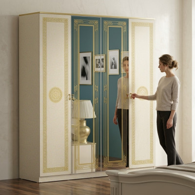 Armoire de vêtements Designer à haute brillance Armoires à vêtements Mobilier Meubles de vie Bois neuf