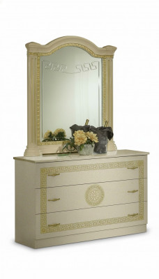 Miroir Commode Armoire Commodes Ensemble de chambre en bois Style classique 2 pièces.