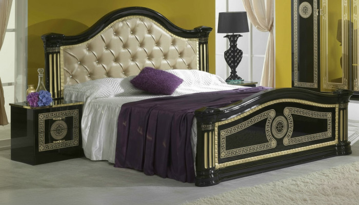 Chambre 3 pièces Ensemble Lit 2x Table de chevet Console Lits Chesterfield Tapisserie
