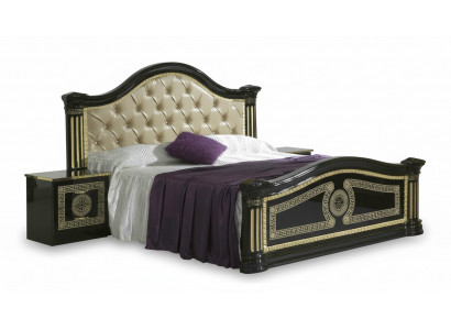 Chambre 3 pièces Ensemble Lit 2x Table de chevet Console Lits Chesterfield Tapisserie
