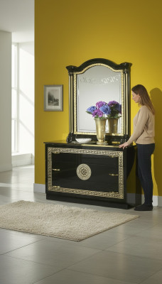 Miroir Commode Armoire Commodes Buffet Ensemble de chambre Bois Style moderne neuf