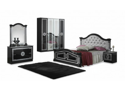 Lit 2x Table de chevet 3 pièces. Ensemble de chambre Design Luxueux Chambre Chesterfield
