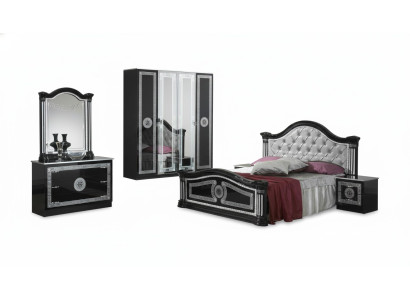 Chambre noire complète Ensemble de commode Style Lit Suite 6pcs. Baroque nouveau