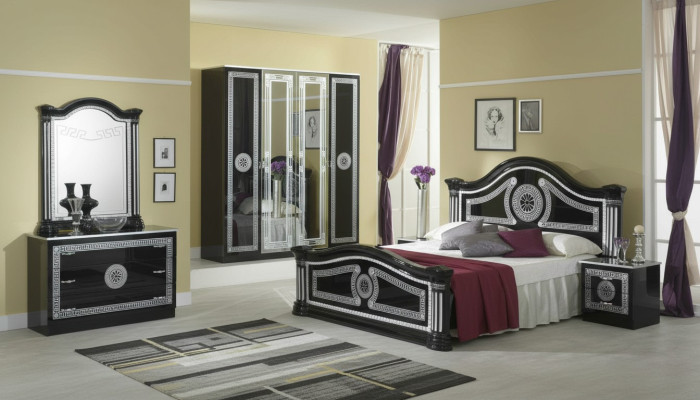 Chambre Ensemble Complet Style Royal Moderne Lit Table de chevet 6 pcs. nouveau