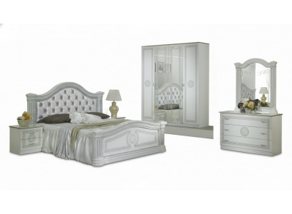 Ensemble de chambre à coucher complet Design lit de luxe moderne 2x table de chevet 6 pcs Armoire