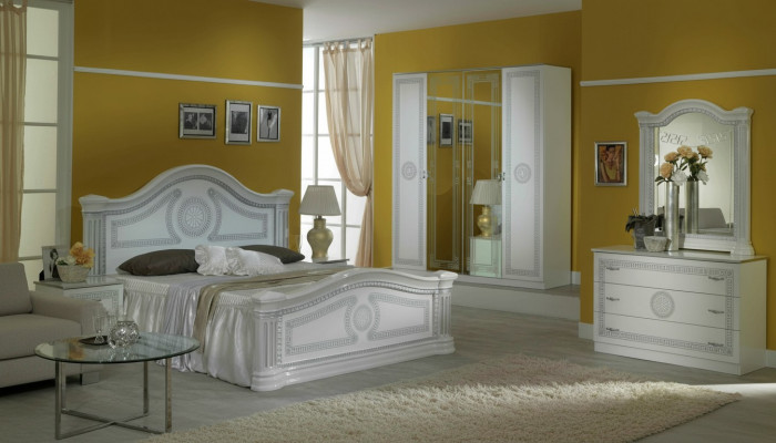 Chambre Ensemble de meubles italiens moderne de luxe de 6 pièces. Lit Lits Armoire neuf