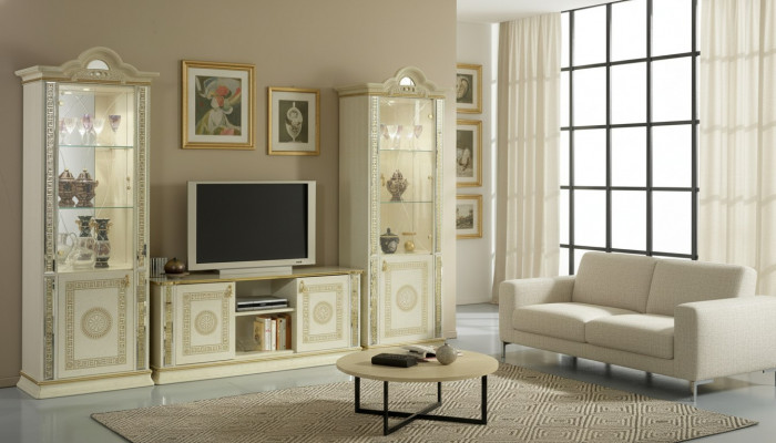 Armoire murale classique pour le salon, buffet 2x vitrine, buffet basquer.
