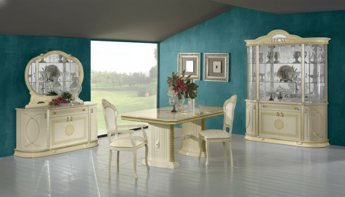 Salle à manger Ensemble Vitrine Table à manger Suite Groupe de tables Ensemble de 4 pièces Baroque complet
