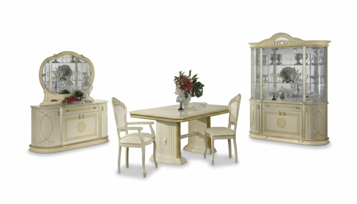 Salle à manger Ensemble Vitrine Table à manger Suite Groupe de tables Ensemble de 4 pièces Baroque complet