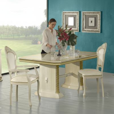 Style Table à manger Table en vrai bois Tables classiques de designer Meubles italiens