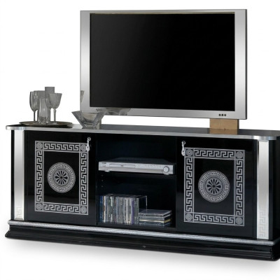 Table de télévision noire, armoire de télévision, meuble bas, table de télévision design, armoire de télévision.