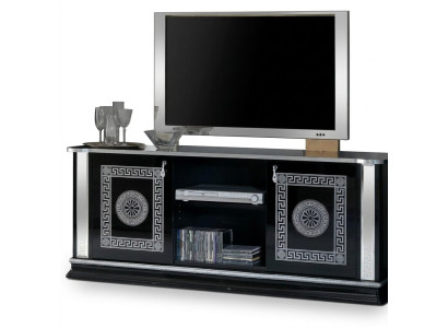 Table de télévision noire, armoire de télévision, meuble bas, table de télévision design, armoire de télévision.