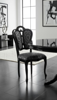 Chaise Noire Argent Design Salon Salle À Manger Bois Chaises Rembourrées Fabriquées Italie