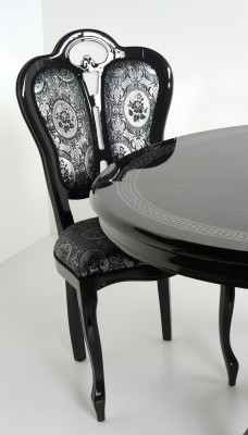 Chaise Noire Argent Design Salon Salle À Manger Bois Chaises Rembourrées Fabriquées Italie