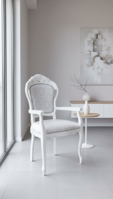 Chaise Blanc Argent Design Salon Salle à manger Bois Chaises Rembourrage Fabriqué en Italie