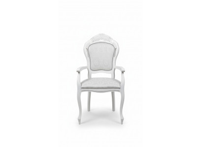 Chaise Blanc Argent Design Salon Salle à manger Bois Chaises Rembourrage Fabriqué en Italie