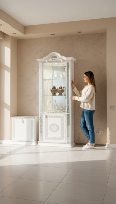 Vitrine de haute qualité met en valeur les meubles en bois de luxe de style italien avec de nouveaux verres