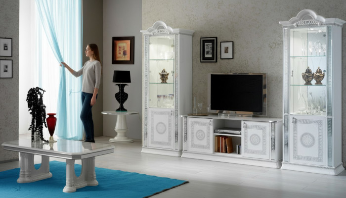 Ensemble de salon Unité murale Vitrine Commode Table Meuble TV Vitrine Ensemble complet de 3 pièces neuf