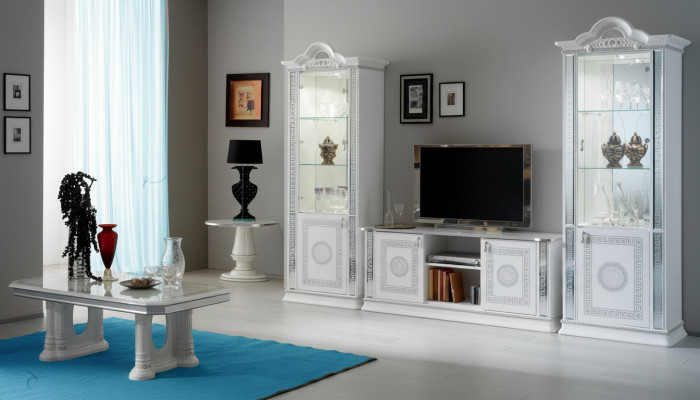 Ensemble de salon Unité murale Vitrine Commode Table Meuble TV Vitrine Ensemble complet de 3 pièces neuf