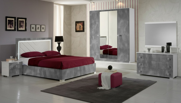 Chambre Ensemble de meubles italiens de luxe 6 pièces Lit Lits Armoire Commode neuf