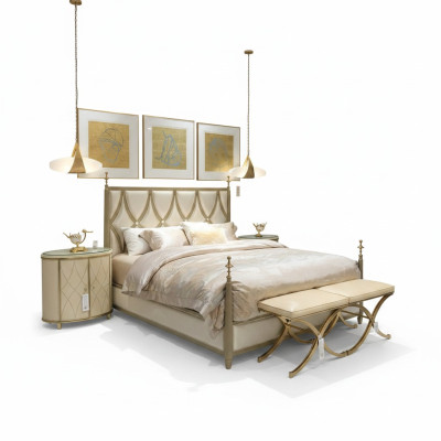 Classique Lit Baroque Rococo Lits d'Hôtel Lit Rembourré Lit Double Cuir