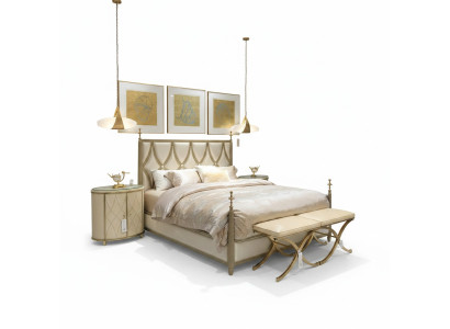 Classique Lit Baroque Rococo Lits d'Hôtel Lit Rembourré Lit Double Cuir