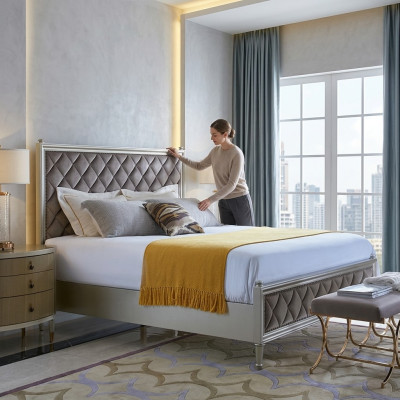 Lit de designer classique Chambre Textile En Cuir Meubles Italiens