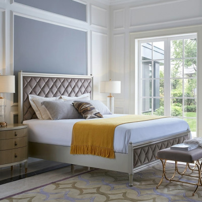 Lit de designer classique Chambre Textile En Cuir Meubles Italiens