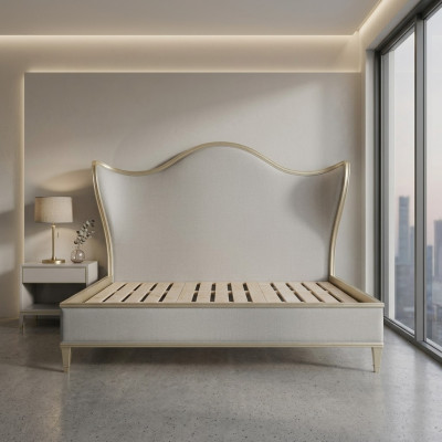 Lit de design en bois double de luxe cadre de lit de mariage moderne chambre de sommeil d'hôtel