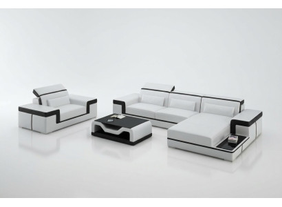Paysage de vie Canapé d'angle en L Fauteuil Ensemble Ensemble Canapé moderne en cuir