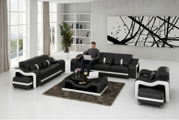 Ensemble de canapés 3 places 311 Set Design Canapés Rembourrage Canapés en cuir relaxants