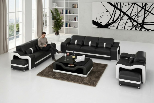 Ensemble de canapés 3-2-1 Places Canapés Design Canapés Rembourrage Cuir Détente