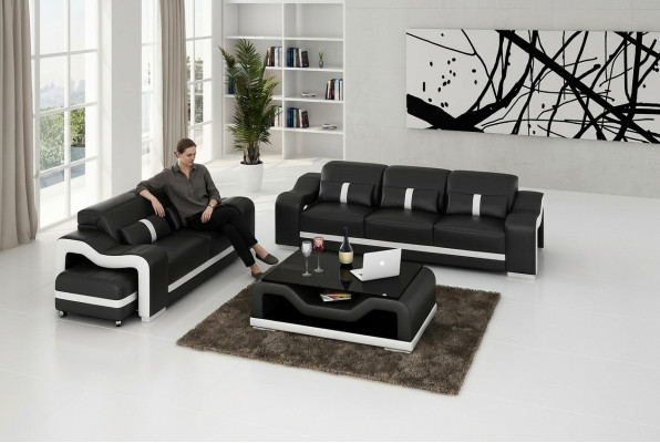 Ensemble de canapé moderne 3+2 places Canapé canapé Tissu Suite Canapés Cuir