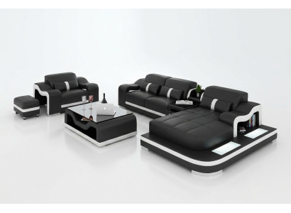 Paysage vivant Canapé d'angle en L Fauteuil Ensemble Suite Déco Canapé moderne Cuir