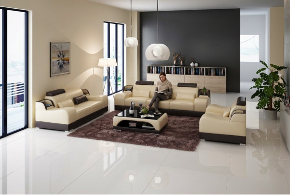Ensemble de canapé design 3-2-1 Canapé en cuir Canapé Suite Ensemble de tapisserie