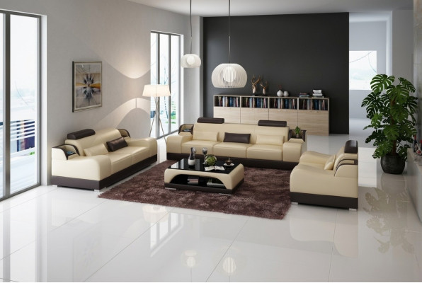 Ensemble de canapé design 3-2-1 Canapé en cuir Canapé Suite Ensemble de tapisserie