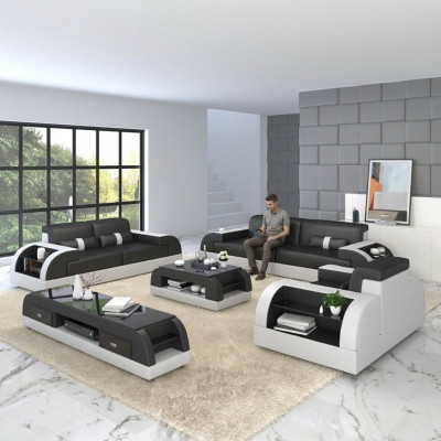 Ensemble de canapés 3+3 places Canapé design Canapés Rembourrage Cuir Détente