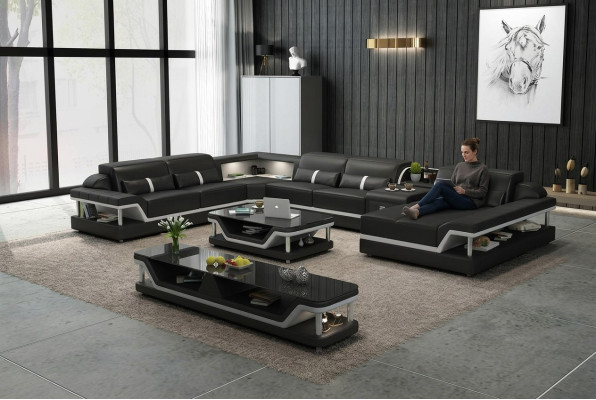 Designer Living Landschaft U-Form Couch Ecksofa Polstersuite Ecksuite
