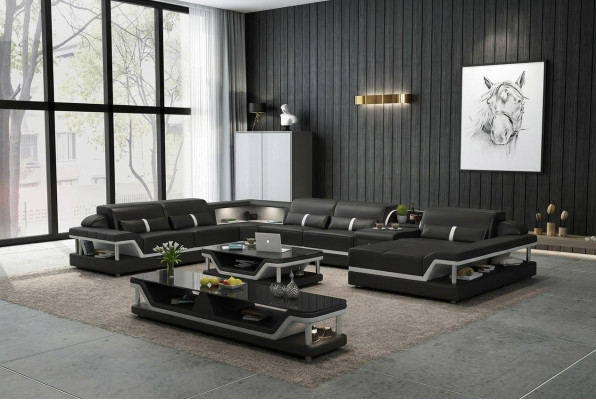 Designer Living Landschaft U-Form Couch Ecksofa Polstersuite Ecksuite