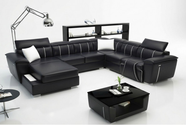 Canapé d'angle en forme de U Canapé Canapé Suite Rembourrage Cuir Textile Tissu