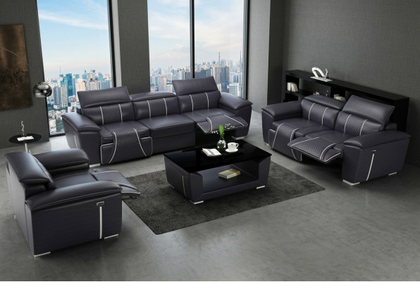 Ensemble de canapé de luxe 2x 3 places avec canapé en cuir meubles en tissu.