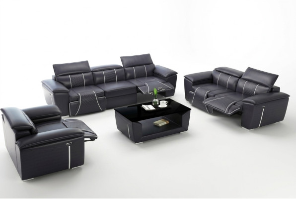Ensemble de canapé de luxe 2x 3 places avec canapé en cuir meubles en tissu.