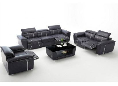 Ensemble de canapé de luxe 2x 3 places avec canapé en cuir meubles en tissu.