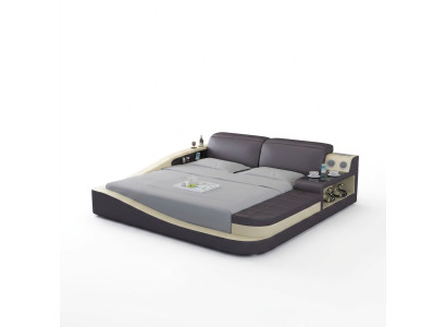 Chambre de luxe Lit d'ameublement Design en cuir Double Lits d'hôtel Textile