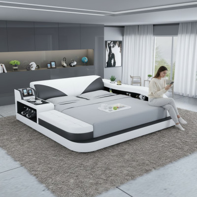 Lit multifonctionnel Lits doubles Lit moderne Cadre de lit Lits 180x200cm