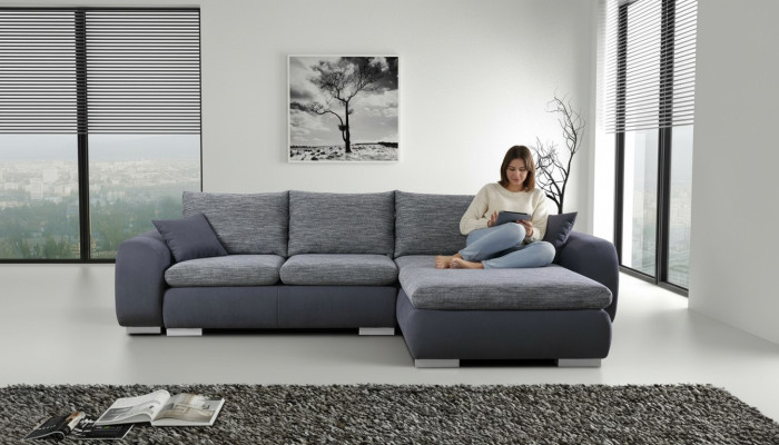 Canapé d'angle avec fonction lit Gris Canapé Rembourrage Canapés Textiles Sofas Sofa